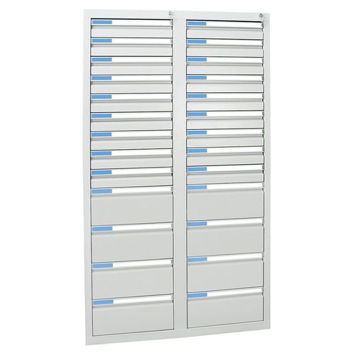 Stumpf Schubladenschrank Serie ESTA, 26 Schubladen lichtgrau (18x100, 8x200mm)