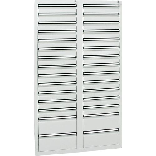 Stumpf Schubladenschrank Serie STS 410, 30 Schubladen lichtgrau (26x100, 4x200mm)
