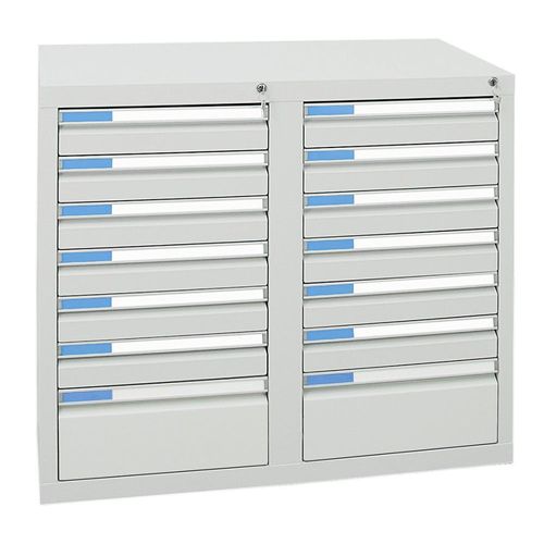 Stumpf Schubladenschrank Serie ESTA, 14 Schubladen lichtgrau (12x100, 2x200mm)