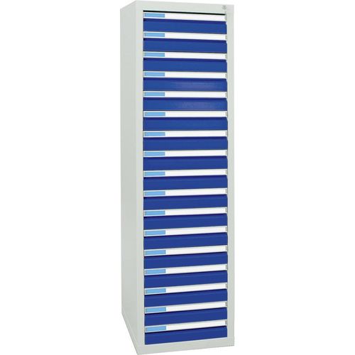 Stumpf Schubladenschrank Serie ESTA, 17 Schubladen enzianblau (17x100mm)