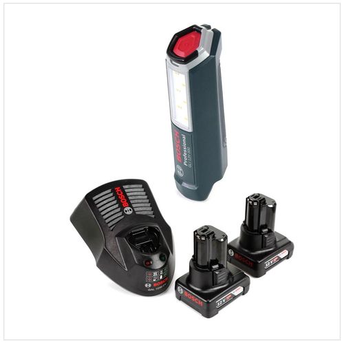 Bosch Professional GLI 12V-300 Akku Lampe + 2x GBA 12V 4,0 Ah Akku + GAL 1230 Ladegerät