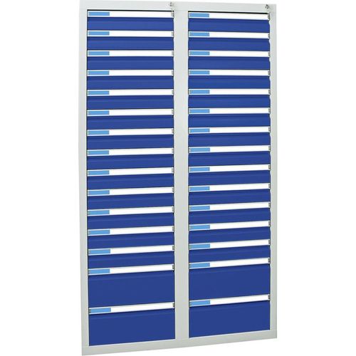 Stumpf Schubladenschrank Serie ESTA, 30 Schubladen enzianblau (26x100, 4x200mm)