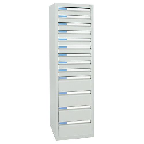 Stumpf Schubladenschrank Serie ESTA, 13 Schubladen lichtgrau (9x100, 4x200mm)