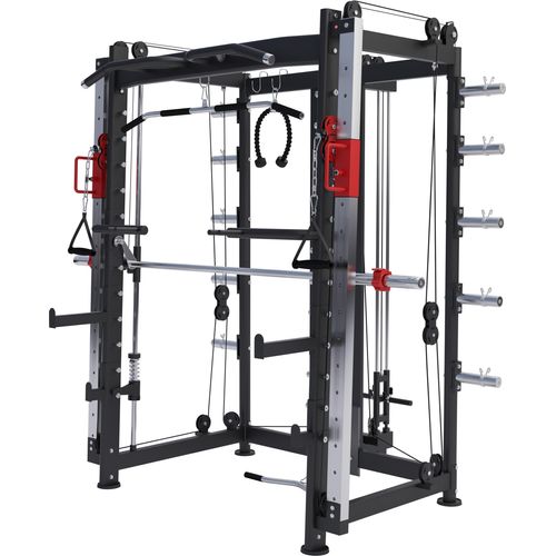 GORILLA SPORTS® Power Rack - mit Klimmzug, Rudern, Dip Station, Bizeps/Trizepsgriff, Langhantel und Hantelscheiben Aufnahme, Verstellbar, Stahl - Multipresse, Smith Maschine, Kraftstation, Power Cage