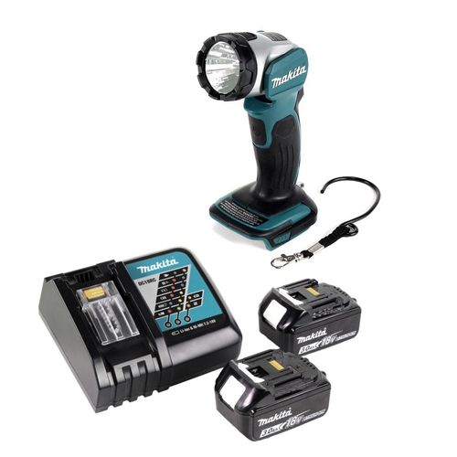 Makita DML 802 RF Akku Lampe 18 V Li-Ion für 14,4 und 18 V Akku + 2 x 3,0 Ah Akku + Ladegerät