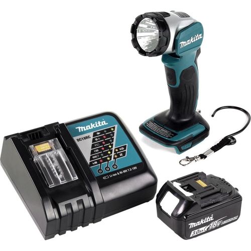 Makita DML 802 RF1 Akku Lampe 18 V Li-Ion für 14,4 und 18 V Akku + 1 x 3,0 Ah Akku + Ladegerät