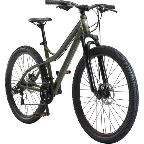 BIKESTAR Hardtail Aluminium Mountainbike 27.5 Zoll, 21 Gang Shimano Schaltung mit Scheibenbremse | 17 Zoll Rahmen MTB Erwachsenen- und Jugendfahrrad | Oliv & Grün