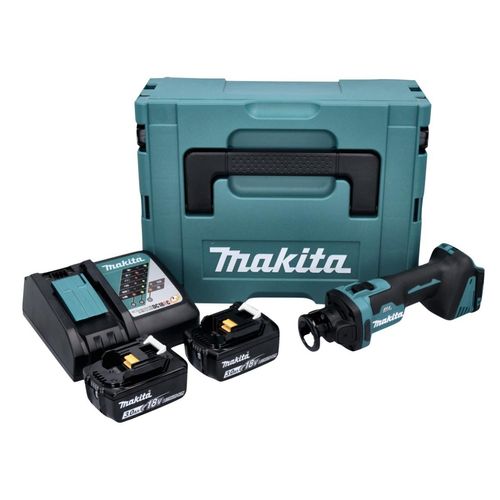 Makita DCO 181 RFJ Akku Rotationsschneider 18 V 32000 U/min Brushless + 2x Akku 3.0 Ah + Ladegerät + Makpac