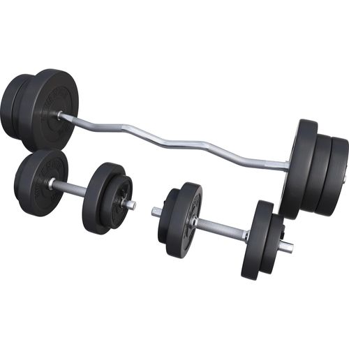 GORILLA SPORTS® Hantelset - 70kg, SZ Curlstange 120cm, Gewichte 4x1,25kg / 4x2,5kg / 4x5kg / 2x10kg, 2x Kurzhanteln 30mm, mit 6 Federverschlüssen, aus Kunststoff - Hantel Set, Kurzhantelset, Hanteln