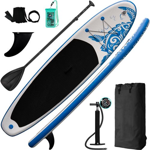 Funwater-Aufblasbares Stand Up Paddle Board,335 x 81 x 15 cm, Surfboard, SUP, Paddle Board, Surfboard Vollpaddel Pump Bag, Handpumpe,blau&Weiß