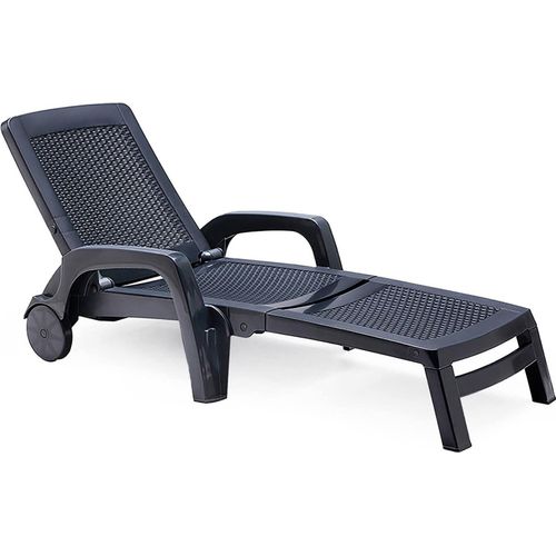 Sonnenliege Dmat, verstellbarer Gartenliegestuhl mit Armlehnen, Outdoor-Liege, 100 % Italy, 190x46h70 cm, Anthrazit