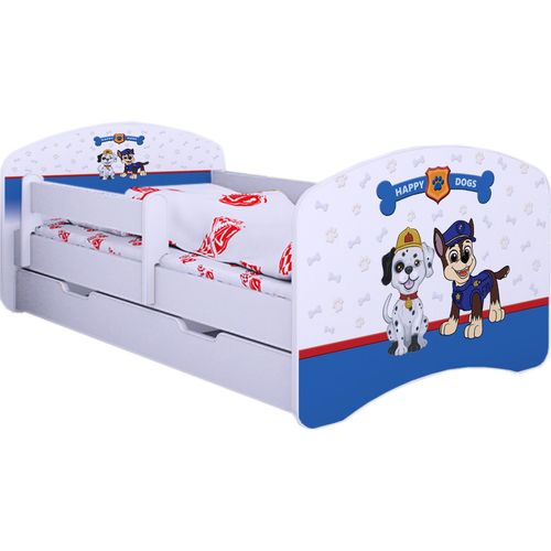 Happy Babies Happy - Kinderbett 160 x 80 | Kinderbett mit Rausfallschutz & Bettkasten | Jugendbett mit farbigem Aufkleber Mädchen & Jungen WIESS