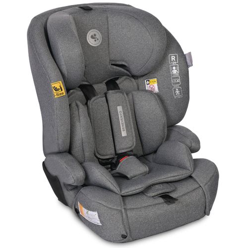 Lorelli Auto Kindersitz Benevento mit Isofix i-Size, Mitwachsender Autositz für Kinder von 76-150 cm, Babysitz, Autokindersitz, grau