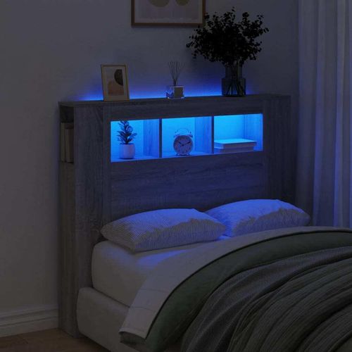 LED-Kopfteil Grau Sonoma 120x18,5x103,5 cm Holzwerkstoff
