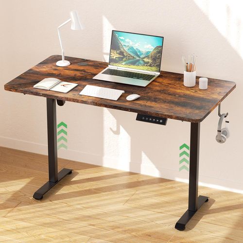 Clanmacy 120x60cm Höhenverstellbarer Schreibtisch (H. 70-115cm) mit 4 Memory-Funktion und Anti-Kollisions, Monomotor, Stehschreibtisch (Schwarz)