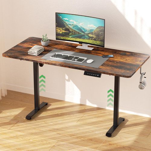 Clanmacy 140x60cm Höhenverstellbarer Schreibtisch (H. 70-115cm) mit 4 Memory-Funktion und Anti-Kollisions, Monomotor, Stehschreibtisch (Schwarz)