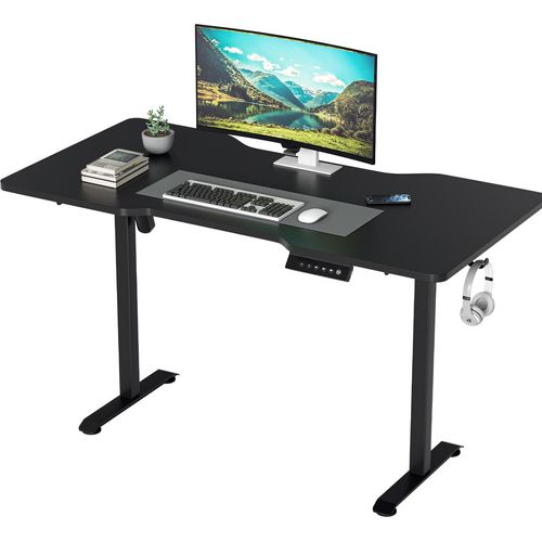 TolleTour Höhenverstellbarer Schreibtisch elektrisch 140x60cm Stehschreibtisch Memory-Funktion mit 4 Höhen, Anti-Kollisions, Sitz-Stehpult, Schwarz