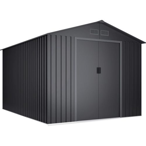 Wasabi - Metall Gerätehaus 8,08 m² Light Anthracite - Doppeltür-Schiebetür - Belüftungsgitter - Grau - Außenhäuschen - Lager- und Aufbewahrungsschuppen