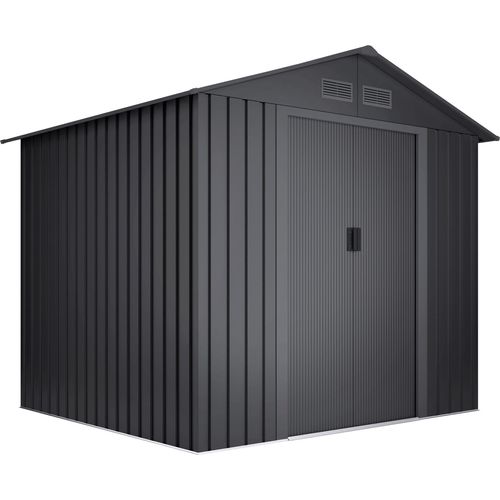 Wasabi - Metall Gerätehaus 5,27 m² Light Anthracite - Doppeltür-Schiebetür - Belüftungsgitter - Grau - Außenhäuschen - Lager- und Aufbewahrungsschuppen