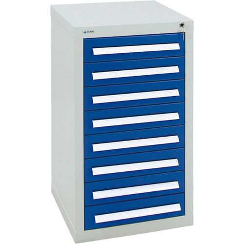 Stumpf Schubladenschrank Serie T-100/35-1, 8 Schubladen enzianblau (8x100mm)
