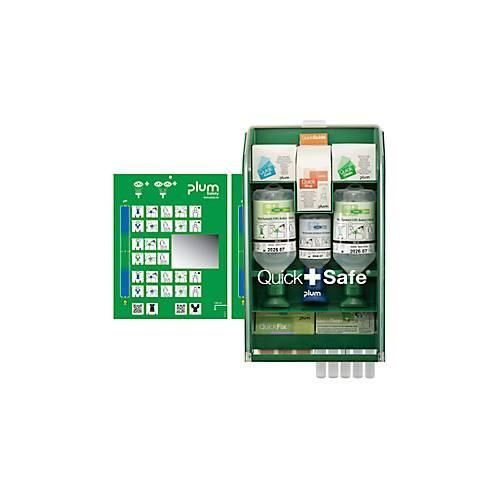Plum QuickSafe Complete/Box/CE Wandbox inkl. 2×500 ml Eyewash, 200 ml pH-Neutral, Verbands- & Reinigungssortiment, ISO 13485