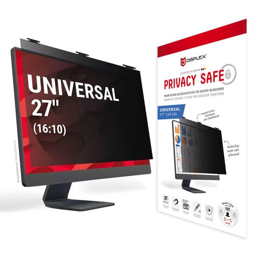 Displex Displayschutzfolie »Privacy Safe Blickschutzfilter«, für Universell für Monitore mit 27 (16:10), Blickschutzfolie, Schutzfolie, Bildschirmschutz, kratz- & stossfest