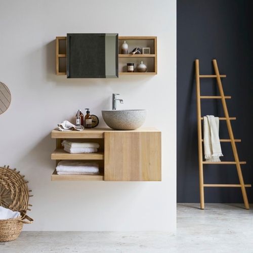 Waschbeckenschrank aus Teakholz 90 Typo