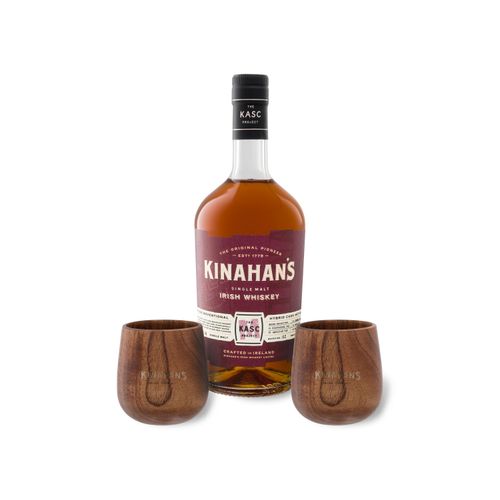 Kinahans Kasc M + 2 Holzbecher-Geschenkbox 45% Vol