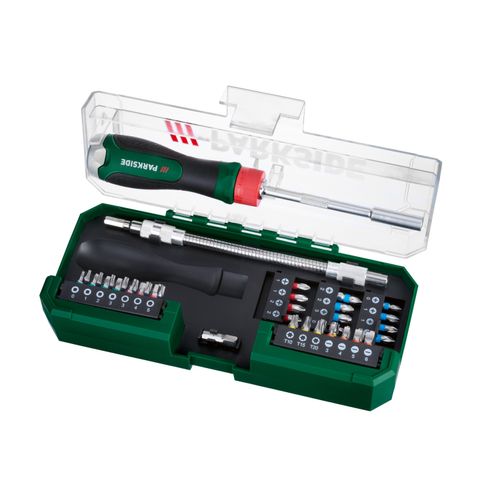 PARKSIDE® Ratschen-Schraubendreher Bit-Set, in praktischer Kunststoffbox Image