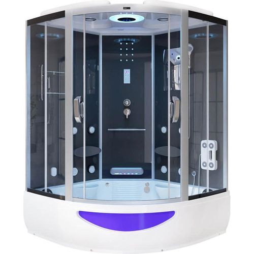HOME DELUXE - Dampfdusche EXCLUSIVE - Schwarz, Maße: 150 x 150 x 220 cm - inkl. Radio, Regendusche und komplettem Zubehör I Dampfsauna, Badewanne, Whirlpool, Dusche