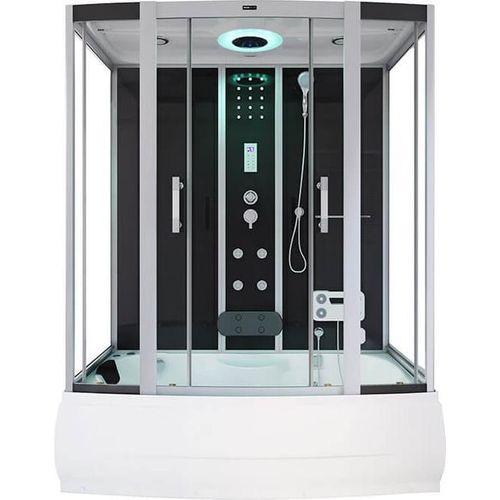 HOME DELUXE - Dampfdusche DIAMOND, Schwarz, Maße: 170 x 90 x 220 cm - inkl. Radio, Regendusche und komplettem Zubehör I Dampfsauna, Badewanne, Whirlpool, Dusche