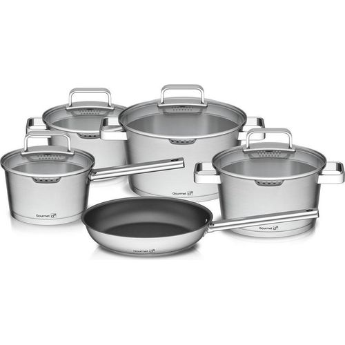 G21 Gourmet Magic Kochtopfset mit Sieb, 9-teilig, Edelstahl