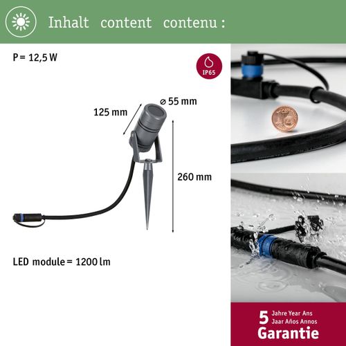 Paulmann Plug & Shine LED Gartenstrahler Radon Einzelspot