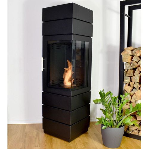 GLOW FIRE Ethanol Kamin 'Mora' | Ethanolofen in schwarz mit 6 Std. Brenndauer und 2 KW Heizleistung | HxBxT: 140 x 40 x 40 cm