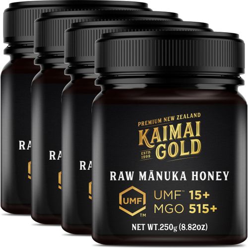 Kaimai Gold MGO 515+ / UMF 15+ Manuka Honig * 4x 250g Premium Monofloral UMF® Certified Neuseeland ManukaHonig * 400 420 450 514 550 600 625 633 696
