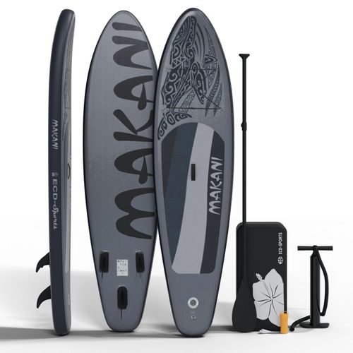 Stand Up Paddle Board MAKANI Schwarz Allround SUP Komplettset 320 cm Drop-Stitch-Kern bis 120 kg 3 Finnen Tragetasche Anfänger Fortgeschrittene aufblasbar