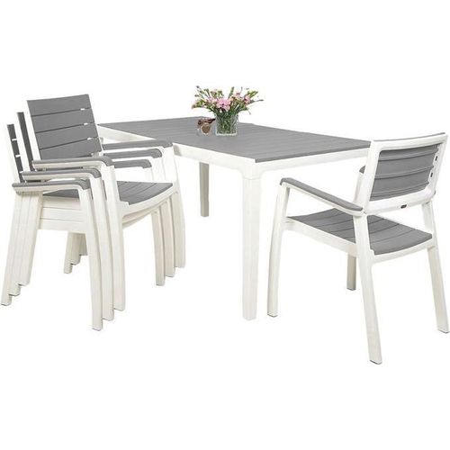 Gartenmöbel Keter Harmony Set Tisch + 4 Stühle weiß/hellgrau