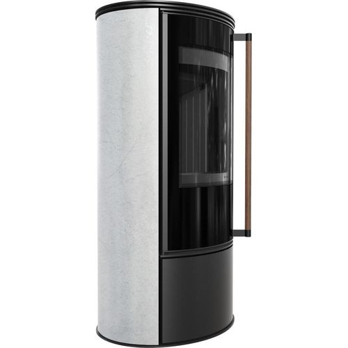 Ofen KRATKI ERIK Ø150 5,5 kW WHITE NATURAL Stahldeckel Schwarz Griff Jatoba