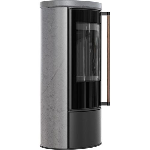 Ofen ERIK Ø150 5 5kW GREY SATIN Keramik schwarz Termotec Griff Jatoba