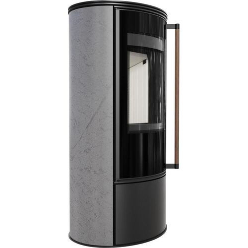Ofen ERIK Ø150 5 5kW GREY SATIN Stahldeckel Softclose Griff Jatoba Holz
