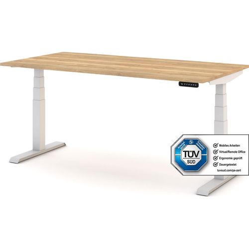 ASSMANN Elektrisch höhenverstellbarer Kinderschreibtisch JUNIOR Eiche Natura Weiß, 140x70cm, Memoryfunktion, Kollisionsschutz, 2-fach-Motorik