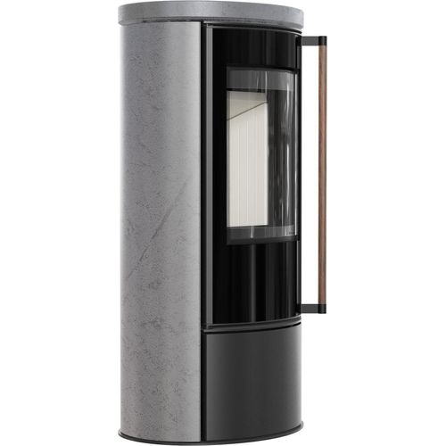 Ofen ERIK Ø150 5 5kW GREY SATIN Keramik Griff aus exotischem Holz Jatoba