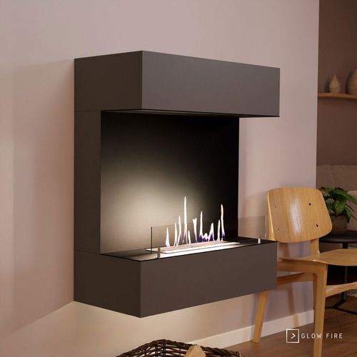 GLOW FIRE Ethanol Kamin 'Kongsberg Wall' | Ethanolofen in weiß mit 3 Std. Brenndauer und 2 KW Heizleistung | BxHxT: 83,8x100x41,3 cm