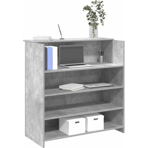 vidaXL Empfangstheke Betongrau 100x50x103,5 cm Holzwerkstoff