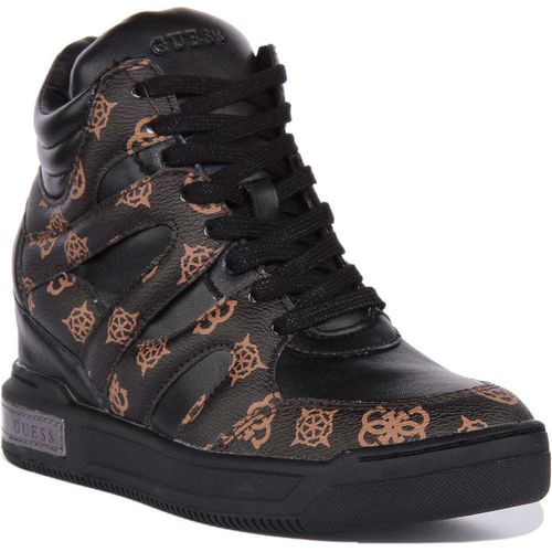 Guess Lisa Frauen Kunstleder Keil Turnschuhe Schwarz Braun – 5 UK - 38 EU - 7,5 US / Schwarz Braun