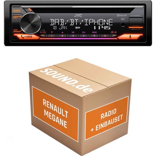 Autoradio Einbaupaket JVC KD-DB922BT passend für Renault Megane 2 mit Tuner List Radio | Bluetooth Telefonieren Audiostreaming