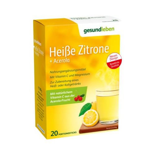 GESUND LEBEN heiße Zitrone+Acerola Pulver 20 St