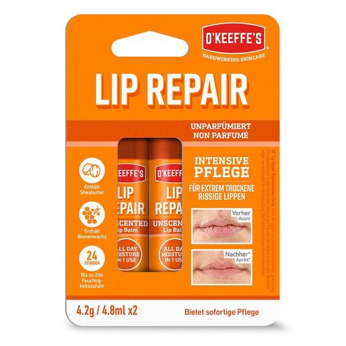 OKEEFFE'S Lip Repair Lippenbalsam unparf.Dopp.Pack 2X4.2 g