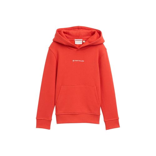 TOM TAILOR Jungen Hoodie Sweatshirt mit Logo-Print, rot, Uni, Gr. 128/134 Image