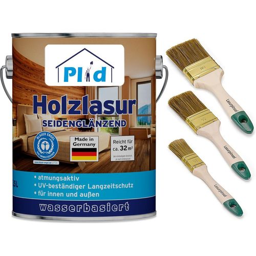 Holzlasur 2,5l Palisander für ca. 25m² + Lasurpinselset 3 tlg. /Holzschutzlasur